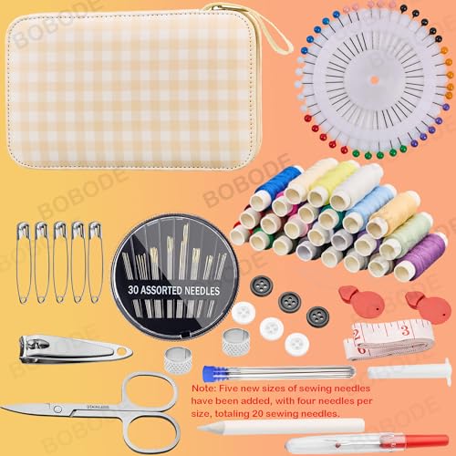 Travel Basic Sewing Kit with Checkered Pattern Sewing Set - color: 130PCS-Checkered