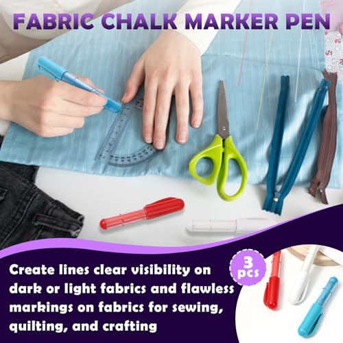 3PCS Sewing Chalk for Fabric, Wipeable and Washable Fabric Chalk for Sewing, Tailors Chalk for Fabric Etailed Marking on Fabrics, Cottons, Leathers - Blue, White, Red - color: White & Blue & Red
