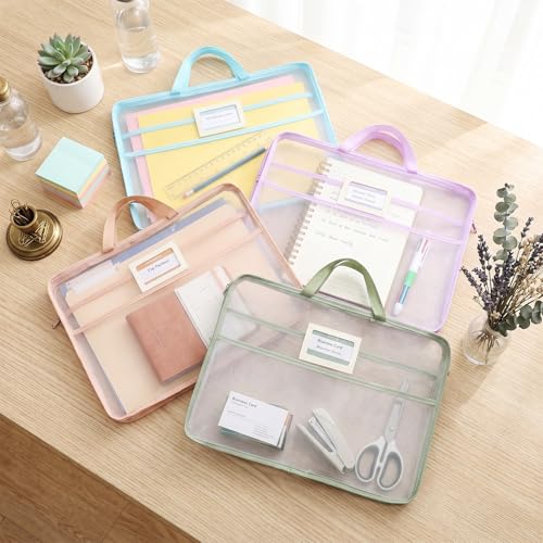 Klyyo Clyro 8 Pcs Sew Project Bag 12.5 x 17 '' Quilting Craft Organizer Storage with Handle Needlepoint Project Bag for Sewing Mesh Bags Portable Mesh Zipper Pouch for Knitting Stitching Crafter