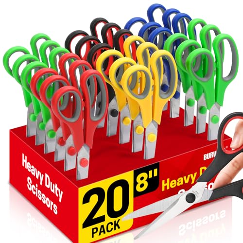 BURVAGY 20 Pack 8" Scissors All Purpose, Heavy Duty Scissors for Office - color: 20 Pack