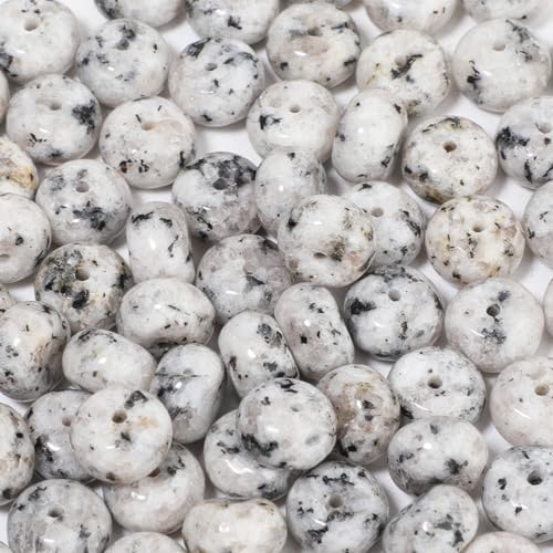 5x8mm 100Pcs Natural White Dalmatian Rondelle Beads for Jewelry Making Loose Spacer Abacus Disk Beads Gemstone for Bracelets Necklace DIY Crafts - color: White Dalmatian