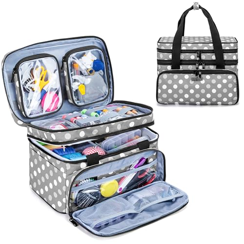 BAFASO Double Layer Sewing Accessories Organizer, Polka Dots - color: Polka Dots