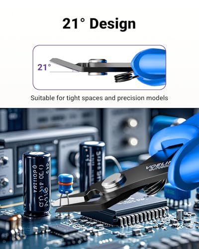 VCELINK Small Wire Cutter Spring-loaded GJ706BL, Precision Flush Cutter Pliers Diagonal Cutters for Electronics, Jewelry Making, Model Craft and 3D Printer, 5-Inch