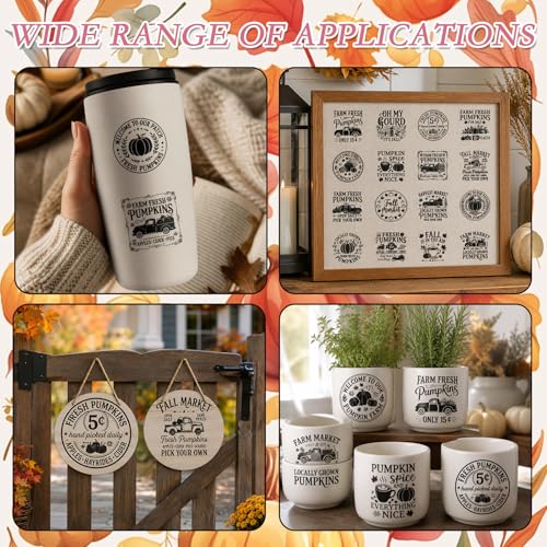 16 Pcs Fall Rub on Transfers for Crafts Furniture 5.9x5.9 Inch - color: Letter Slogon
