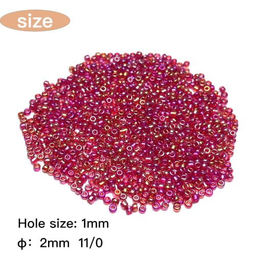 GLRXMX 2100Pcs Glass Beads 2mm Round Seed Beads for Jewelry Making - color: red