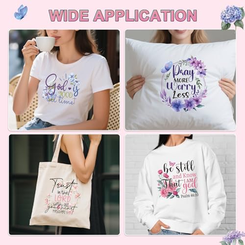 Dtf Transfers Ready to Press - 20Pcs Christian Bible Verse Iron on Transfer for Tshirts, Inspirational Quotes Iron on Decals Patches, Floral Heat Trasnefer for DIY Clothes Bags Hats Pillows - color: Christian Bible Verse797