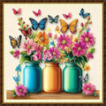 Redxing Counted Cross Stitch Kit for Beginners,Unprinted Needlepoint Kits for Beginners Cross Stitching Embroidery Kit 11CT Stitches kit-Butterfly Flower Vase 18x18 inch - color: KitColors41