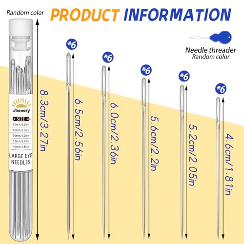 JNENERY 30 PCS Large Eye Sewing Needles, 5 Size Hand Sewing Needles - size: 5 Size-30PCS