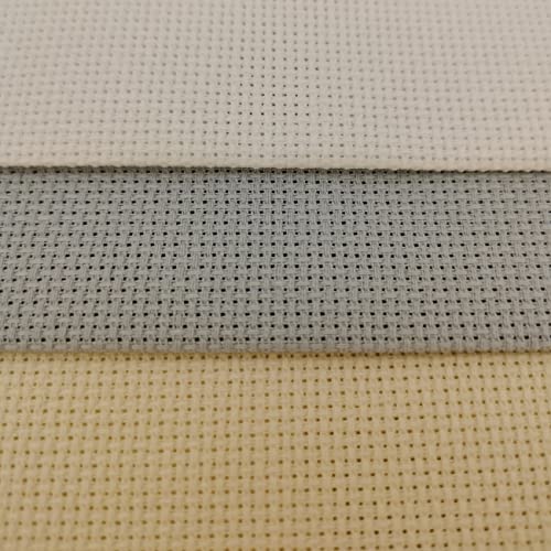 KCS 3 pc of 12" x 18" 16CT Counted Cross Stitch Cotton Aida Cloth Fabric (White+Cream+Sea Foam) - color: White+cream+sea Foam