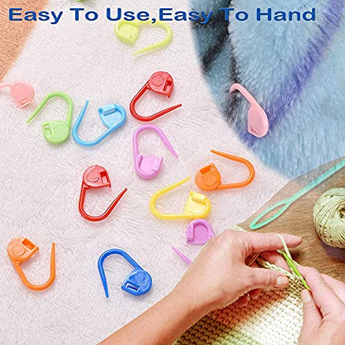 Orrdice 26 Pcs Sewing Knitting Kits, 9 Pcs Large-Eye Blunt Yarn Needles, 4 Pcs Plastic Weaving Needles,12 Pcs Colorful Knitting Crochet Locking Counter Stitch Needle, Suitable for Crochet Project - color: 26 PCS