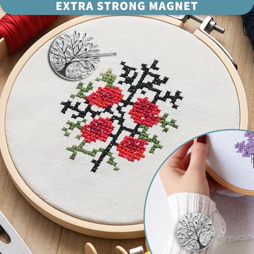 Magnetic Needle Minder Magnet Embroidery Accessories and Supplies Embroidery Needle Holder Cross Stitch Holder Needlework Supplies (Cardinal) (TreeofLife) - size: TreeofLife