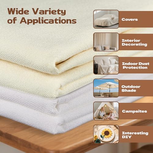 Canvas Fabric, Premium 10oz White Cotton Duck Canvas Fabric 62'' Wide for Arts & Crafts, Backings, Covers,2Yd (60 x 72 inchs) - color: White, size: 2Yd (60 x 72 inchs)