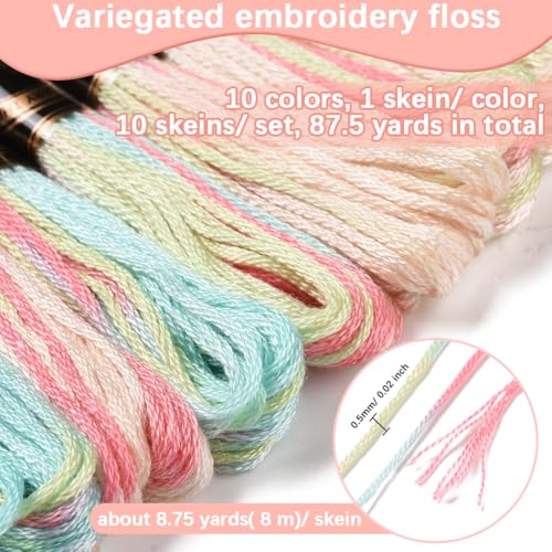 10 Skeins 87.5 Yards Variegated Neon Embroidery Floss for Sewing - color: Mixed Color