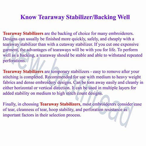 New brothread Tear Away Embroidery Stabilizer 20" x 25 Yd Roll - size: 20"x25yd roll
