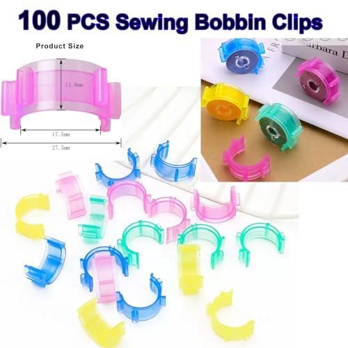 Doukey 282 PCS Sewing Supplies Thread Organizer Set Sewing Helpers, Include 100 Bobbin Thread Holders, 100 Sewing Bobbin Holder Clips, 32 Silicone Bobbin Holders Spool Huggers, 50 Sewing Clips