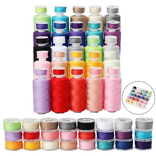 50Pcs Bobbins Sewing Threads Kit 25 Colors 500 Yards Sewing Polyester Thread Spools with 25Pcs Same Color Prewound Bobbins for Hand Sewing DIY Emergency Travel Sewing Machine Use (25 Colors) - color: 25 Colors