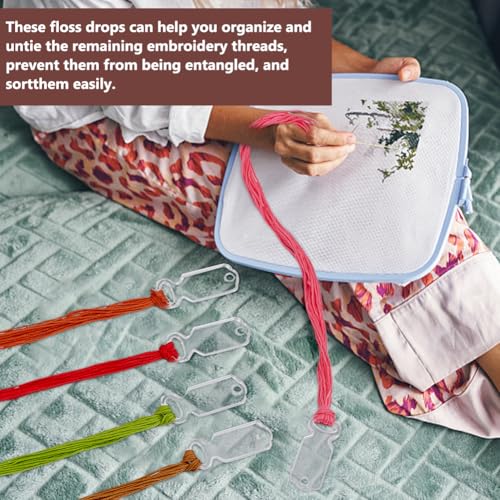 PH PandaHall 50pcs Acrylic Clear Thread Drops, Rectangle Cross Stitch Thread Organizers Embroidery Floss Drop Organizer Thread Bobbins Bulk for DIY Craft Sewing Thread Storage, 2.17x0.78 Inch - size: 2.17x0.78 Inch