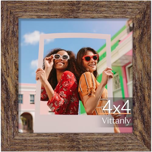 Vittanly 4x4 Picture Frame for Wall or Tabletop, Rustic Brown - color: Rustic Brown, size: 4x4
