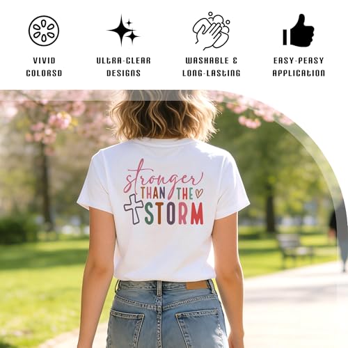 Dazoratix Christian Iron on Transfers - 20 Sheets Boho Inspirational Bible Verse DTF Ready to Press Colorful Religious Heat Stickers Vinyl Decals for T Shirts Clothes Bag Pillow DIY Crafts Decorations - style: Colorful Christian Motivational
