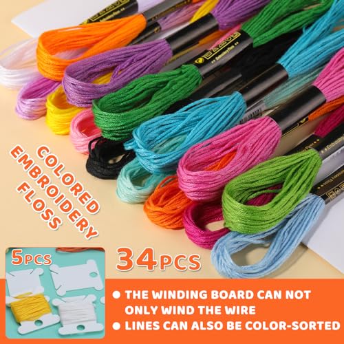Embroidery Floss, 70 Skeins Rainbow Color Cross Floss Stitch Thread - color: Mixed Colors