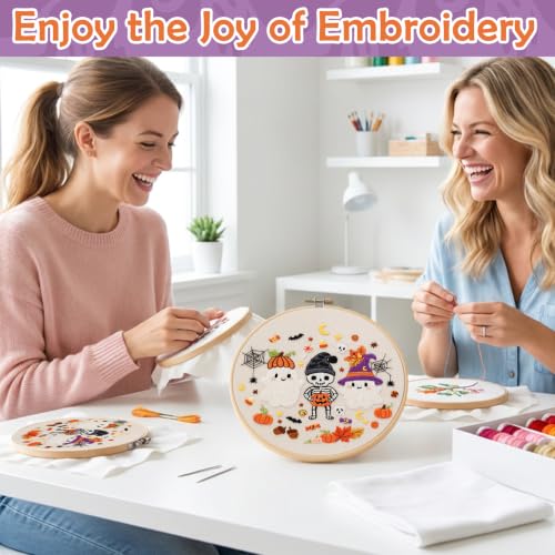 Nuberlic Halloween Embroidery Kit for Beginners Adult - color: Halloween