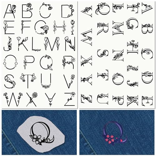 CRASPIRE Letter A-Z Water Soluble Embroidery Stabilizers Hand Sewing Stick and Stitch Transfers Paper Wash Away Pre-Printed Self Adhesive Patterns for Bags Cloth Sewing Lovers Beginner Needlework - style: Letter A-Z