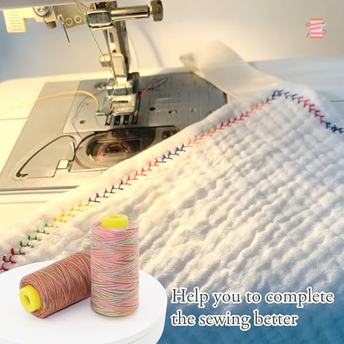 6 Cones Rainbow Variegated Polyester Serger Sewing Thread, 40S/2