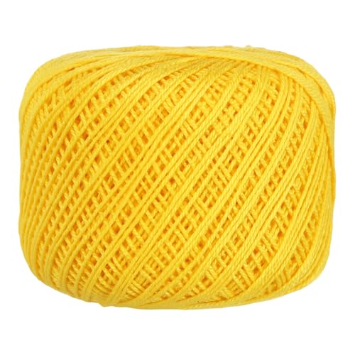 MECCANIXITY Crochet Thread Pearl Cotton Size 3 Yellow Pearl 164 Yards for Crocheting Tatting Knitting Embroidery Sewing - color: Yellow