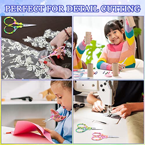 Therwen 6 Pcs 3.6" Embroidery Scissors, Artificial Leather Cover, Colorful - style: Colorful