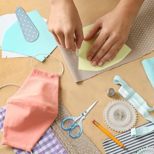 Small Sewing Scissors 3.6Inch Scissors with Leather Scissor Cover - color: Silver Blue