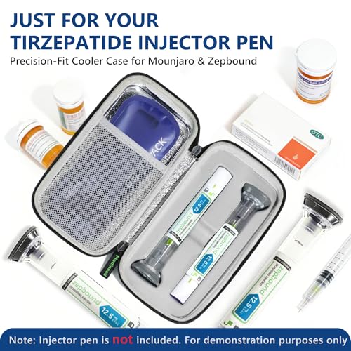 Medineed Custom-Fit Travel Case for 2 Zepbound Pen, TSA Approved - color: Black-Big