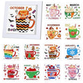 Trandraft 13 Pcs Coffee Mug Holiday Small Diamond Art Kits for Adult Craft - style: Coffee