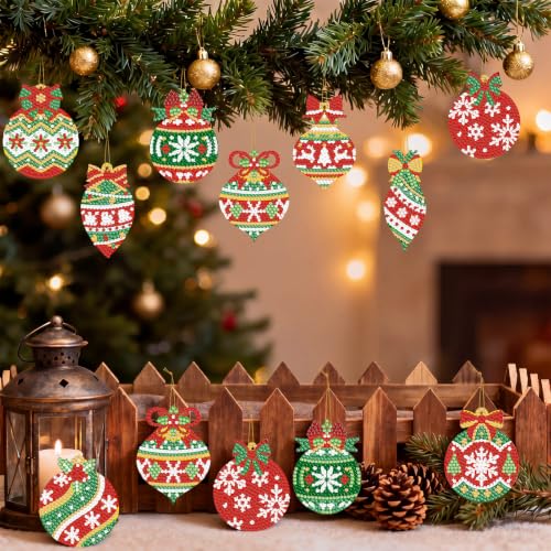 Realspring 20 Pcs Christmas Diamond Art Ornament 5d Ball Onion Finial Shape - style: Vintage