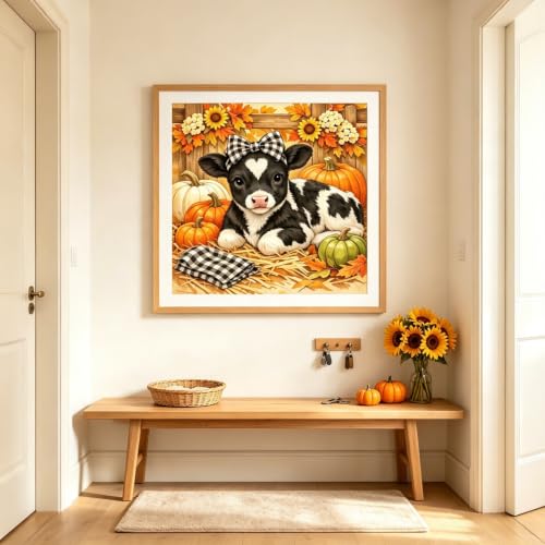 Highland Cow Pumpkin Diamond Painting Kits for Adults, Autumn Diamond Art - color: KM1294-1