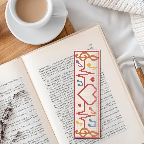 FREEBLOSS 6 Set Phonetic Symbol Cross Stitch Bookmark Kits DIY Bookmarks Cross Stitch Kits,Stamped Embroidery Bookmarks Counted Cross Stitch Kit for Beginners Adults 22 * 8cm - style: Note sheet music