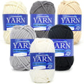 6 Pack Beginners Crochet Yarn Black Grey Beige White Cotton Nylon Blend Yarn for Crocheting Knitting with Easy-to-See Stitches - Black White Series - color: Black White Series, size: 6 PACK