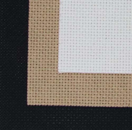 KCS 3 pc of 15" x 18"(38cmx45cm) 14 Count Cross Stitch Cotton Aida Cloth Needlework Rolled Fabric Box,14CT,Antique White+Khaki+Black - color: Antique White+khaki+black, size: 14CT