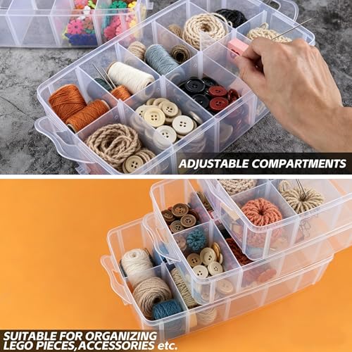 3-Tier Clear Plastic Craft Organizer Box with 30 Compartments