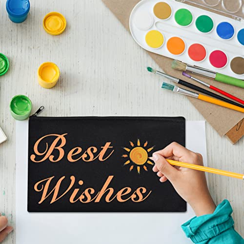 ZeeDix Small Canvas Zipper Pouch for Makeup Pencil Travel Storage 8.3x5 In - color: Black, style: 36 Pcs