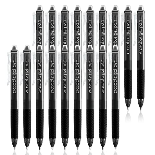 Vanstek 18 Black Retractable Erasable Gel Pens Clicker, Fine Point(0.7), Make Mistakes Disappear, Premium Comfort Grip, Black Ink for Planners, Note Taking and Crossword Puzzles - color: 18 Black