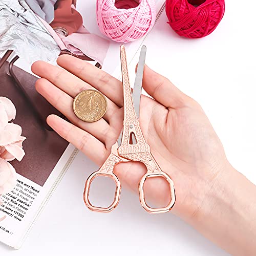 SUNNYCLUE 5.5Inch Sewing Scissors Vintage Stainless Steel European Tower Scissors for Fabric & Paper Cutting Craft Threading Household Daily Use Cross-Stitch, Rose Gold - color: Rose Gold
