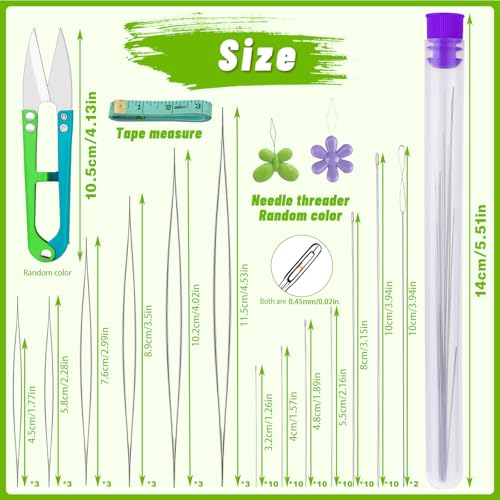 UOOU 86 Pcs Beading Needle Set, 6 Sizes Beading Needles for Seed Beads - color: Silver-86 Pcs