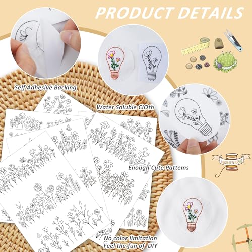 Water Soluble Embroidery Patterns, Stick and Stitch Paper for Sewing
