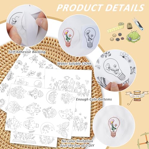 Water Soluble Embroidery Patterns, Stick and Stitch Paper for Sewing - style: mushroom 1251