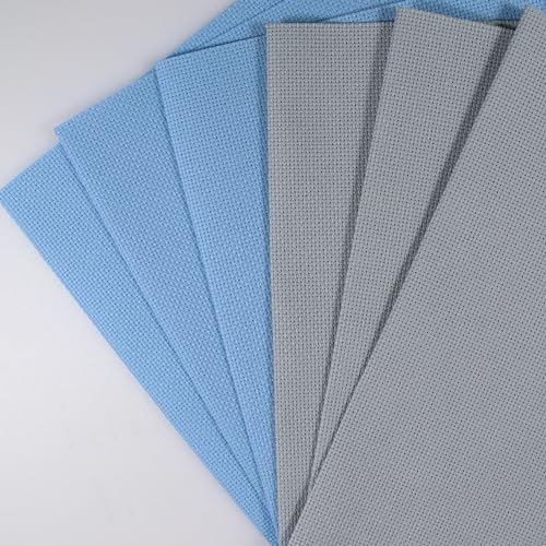 KCS 4/6 pc of 12" x 18" 30cmx45cm 16CT Counted Cotton Aida Cloth Cross Stitch Fabric (Sea Foam+Light Blue, 6 pc) - color: Sea Foam+light Blue, size: 6 pc