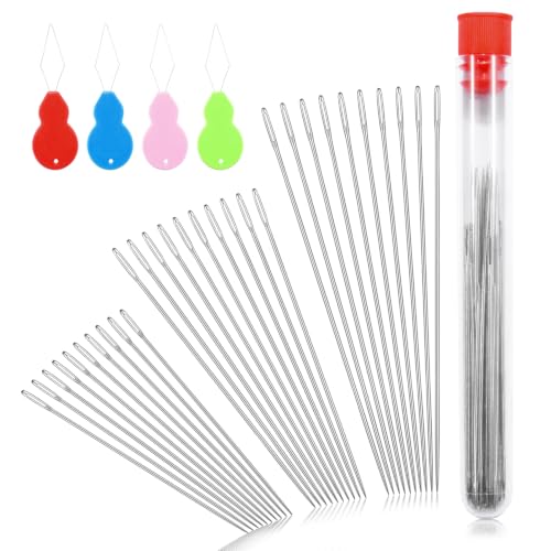 30pcs 3 Sizes Large Eye Embroidery Needles for Hand Sewing Crafts, Embroidery Needle Threader Cross Stitch for Crafts Leather Darning Tapestry Quilting Needlepoint Hand Sewing Supplies Accessories - color: 3 Sizes (2", 2-3/8", 3")x 10pcs