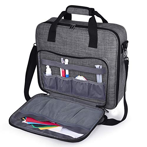 BAGLHER Cross Stitch & Embroidery Organizer Bag - Large Portable Project Storage with 3 Compartments, Travel Friendly Carrying Case for 11.2" Hoops, Threads, Supplies (Gray) - color: gray