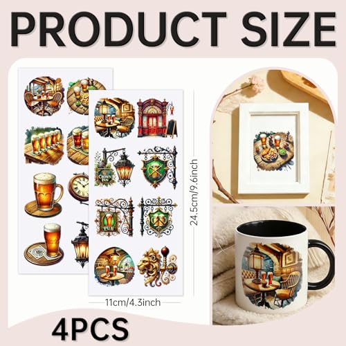 32 PCS British Pubs UV DTF Cup Wrap Stickers - style: British Pubs