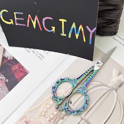 Small Sharp Embroidery Scissors, Precision Detail Sewing Shears - color: Rainbow
