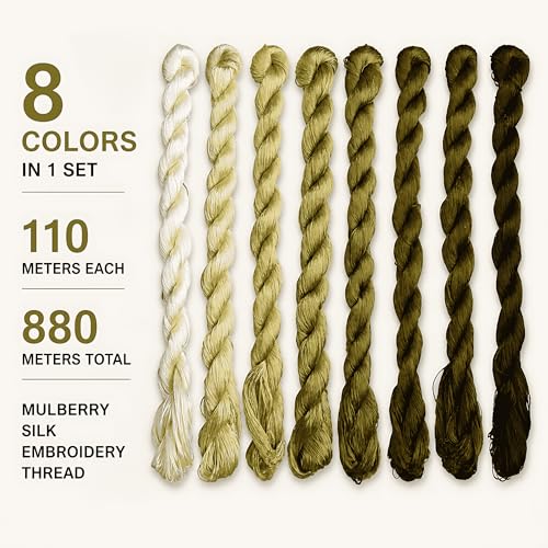 Natural 100% Silk Thread, Handmade Embroidery Thread Silk Floss 8 Colors 110m Each (85) - color: 85